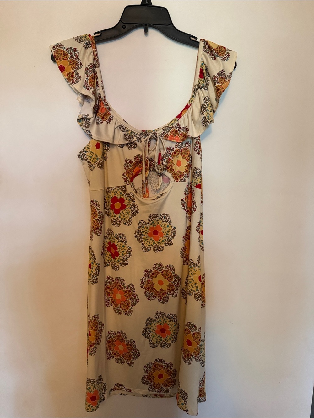 Women’s Earthbound Cream Floral Ruffle-Trim Sundress